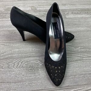 Vintage STUART WEITZMAN Martinique Pumps Women's 9 AA Black Lace Made in Spain